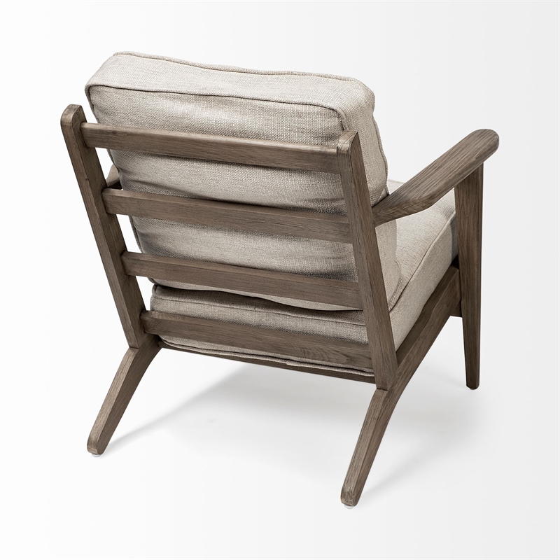 Pemberly Row Contemporary Beige Fabric Wrapped Wooden Frame Accent Chair