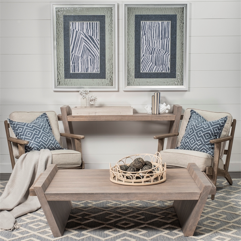Pemberly Row Contemporary Beige Fabric Wrapped Wooden Frame Accent Chair