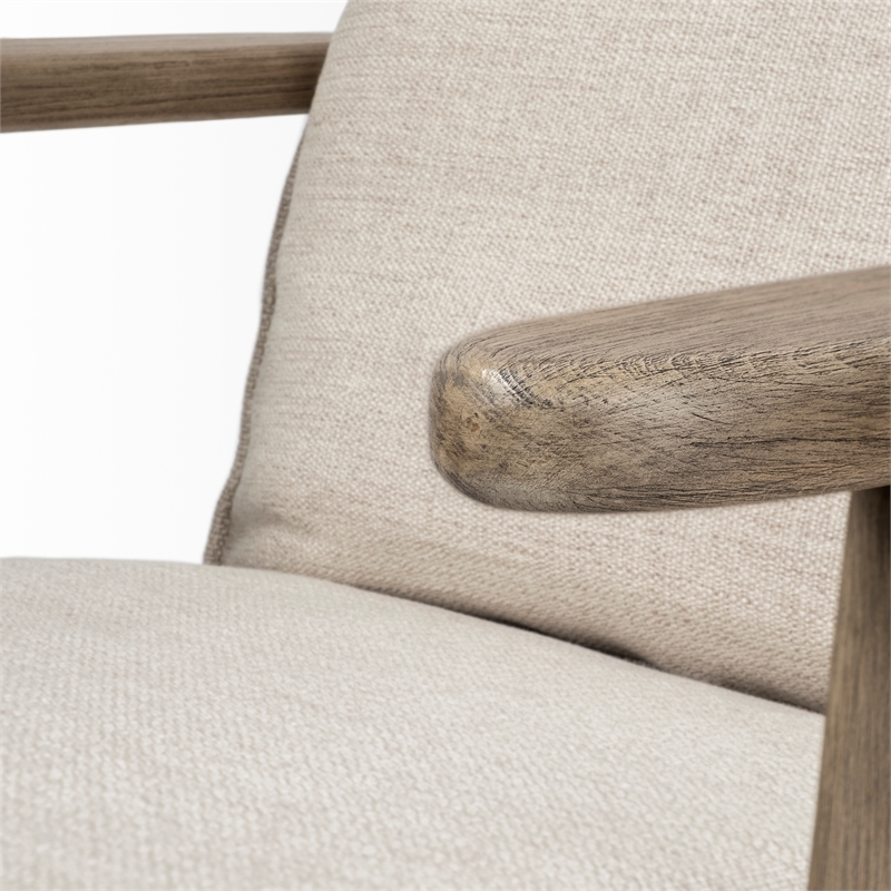 Pemberly Row Contemporary Beige Fabric Wrapped Wooden Frame Accent Chair