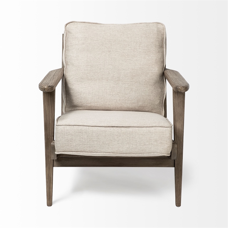 Pemberly Row Contemporary Beige Fabric Wrapped Wooden Frame Accent Chair