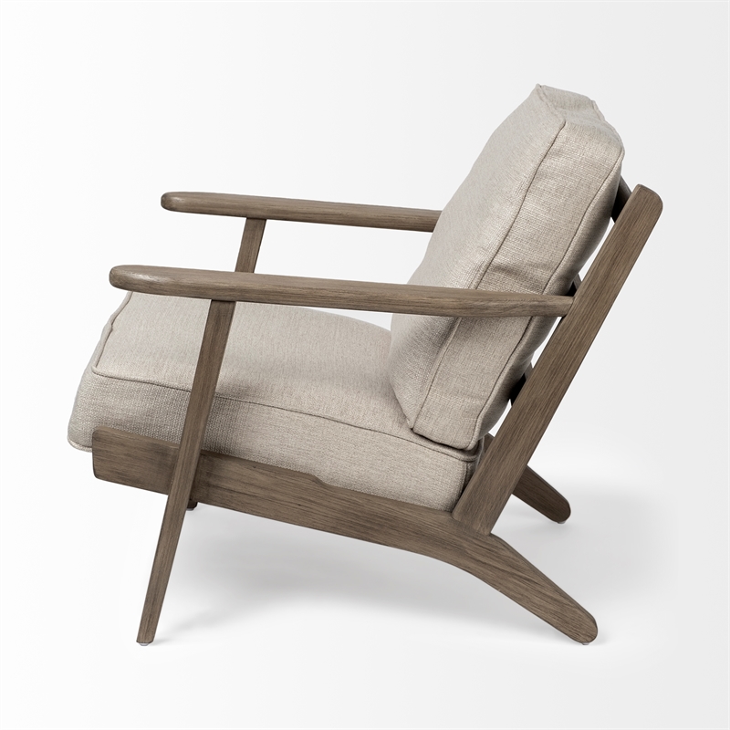 Pemberly Row Contemporary Beige Fabric Wrapped Wooden Frame Accent Chair