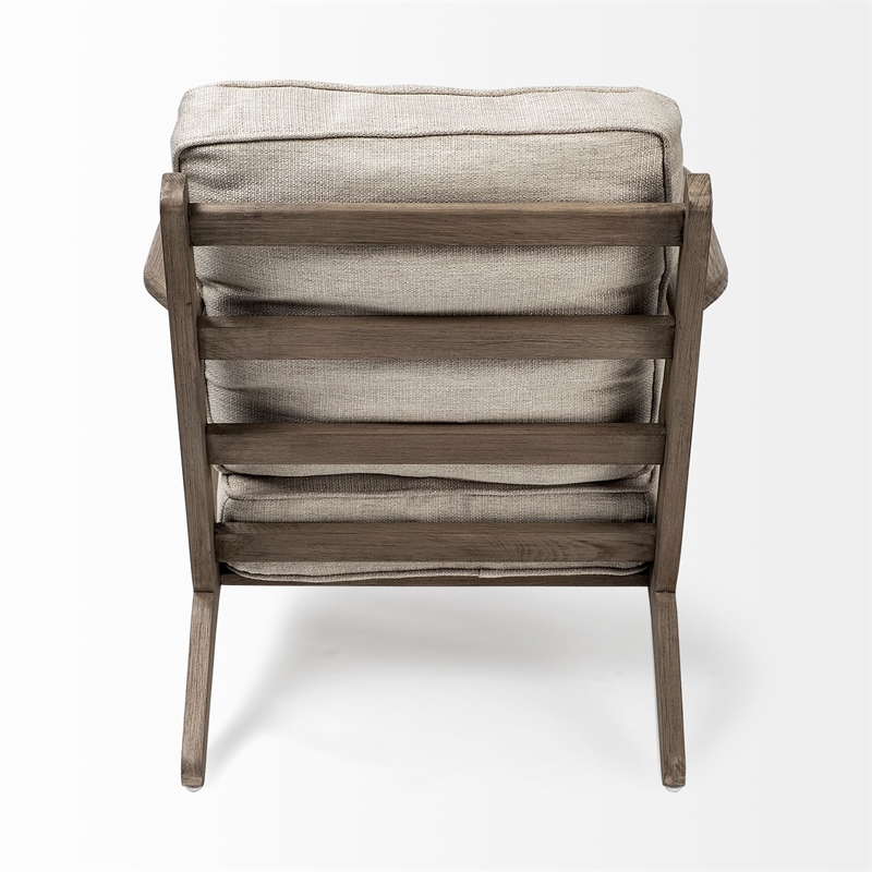 Pemberly Row Contemporary Beige Fabric Wrapped Wooden Frame Accent Chair