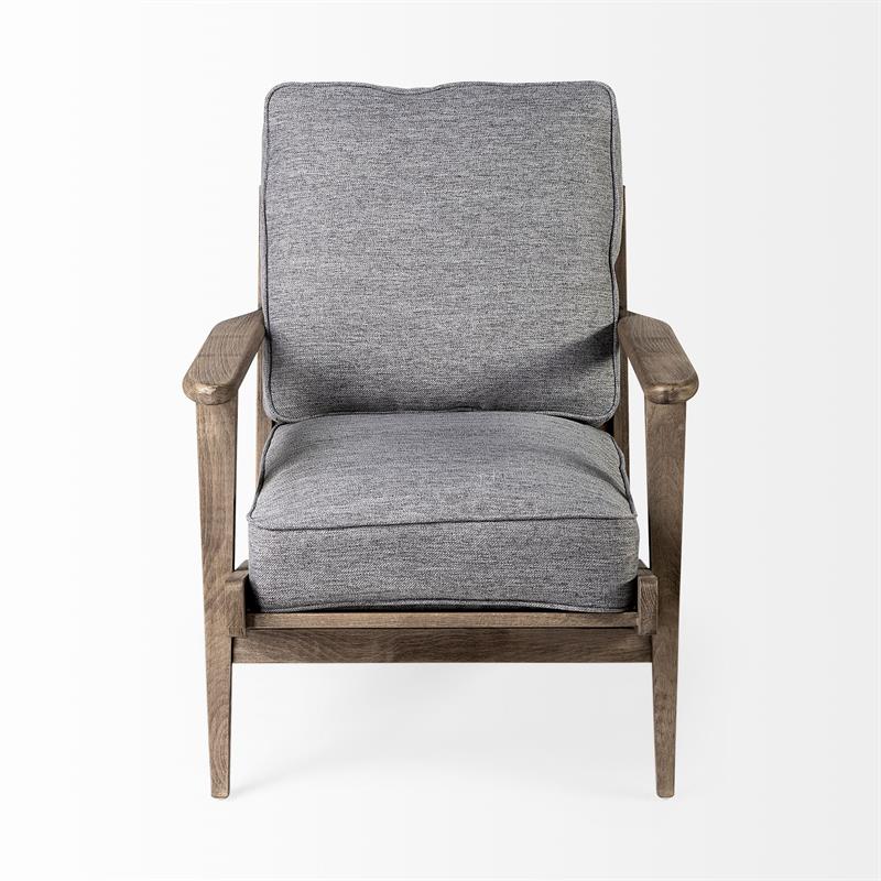Pemberly Row Gray Fabric Wrapped Brown Wooden Frame Accent Chair