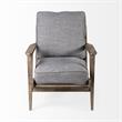 Pemberly Row Gray Fabric Wrapped Brown Wooden Frame Accent Chair