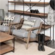 Pemberly Row Gray Fabric Wrapped Brown Wooden Frame Accent Chair