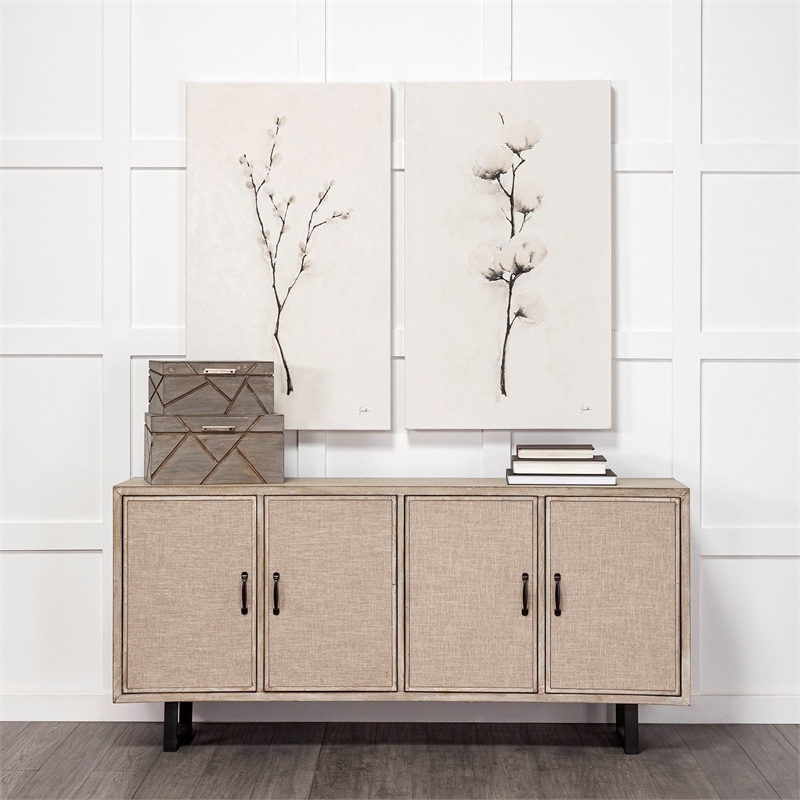 Pemberly Row Modern Farmhouse Set of Two Gray Wooden Nesting Boxes