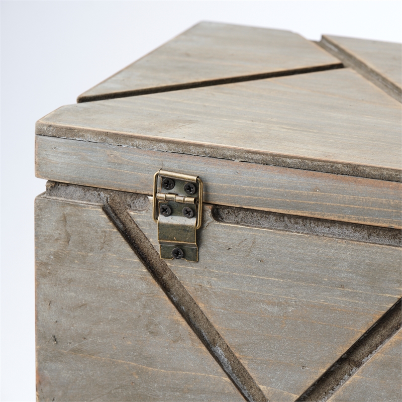 Pemberly Row Modern Farmhouse Set of Two Gray Wooden Nesting Boxes