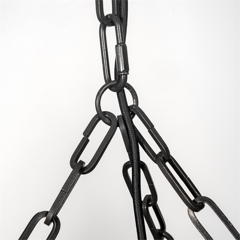 Pemberly Row Contemporary Bead Bowl-Style 4 Bulb Chandelier in Black