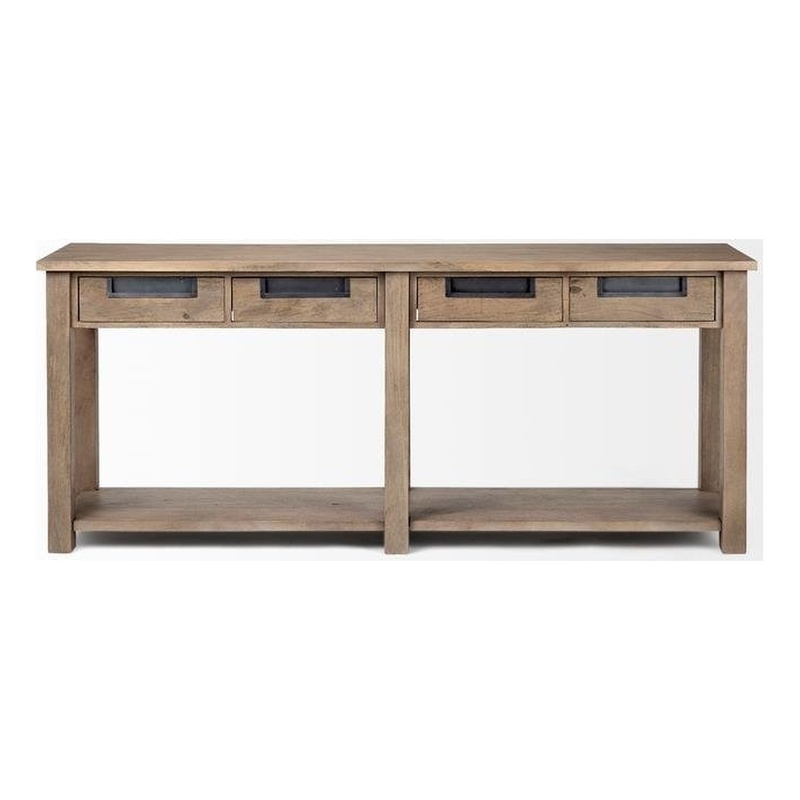 Pemberly Row 72x30 LIGHT BROWN WOOD FOUR DRAWER CONSOLE TABLE