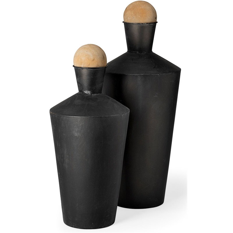 Pemberly Row Modern / Contemporary Black Metal Urns (Set of 2)