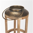 Pemberly Row Farmhouse Large Natural Wood Cylindrical Lantern