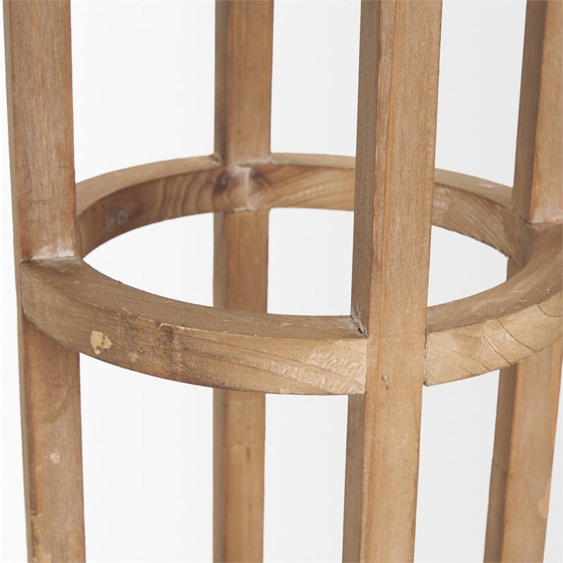 Pemberly Row Farmhouse Large Natural Wood Cylindrical Lantern