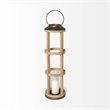 Pemberly Row Farmhouse Large Natural Wood Cylindrical Lantern