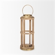 Pemberly Row Farmhouse Small Natural Wood Cylindrical Lantern