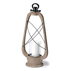 Pemberly Row Large Brown Wooden Vintage Inspired Candle Holder Lantern