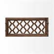 Pemberly Row Brown Wood with Glass Top Rectangular Serving Tray