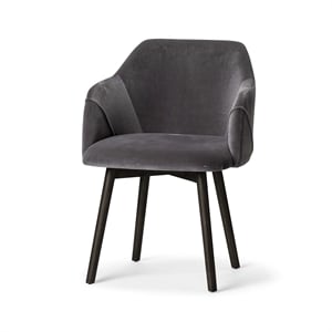 Pemberly Row Grey Velvet Wrap Black Wooden Base Dining Chair