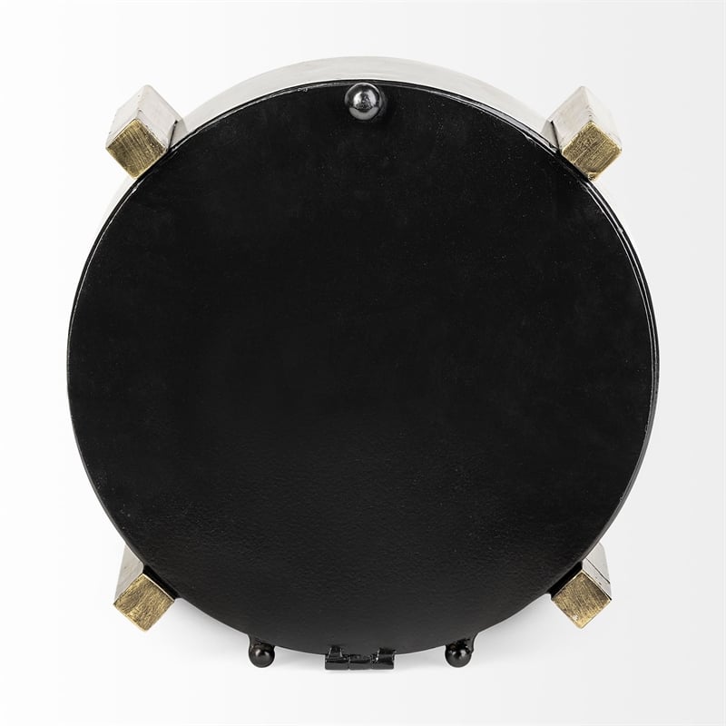 Pemberly Row Modern Mid-Century Black/Gold Metal Round Table Clock