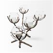 Pemberly Row Distressed Gold Metal Creeper Five Candle Table Candle Holder