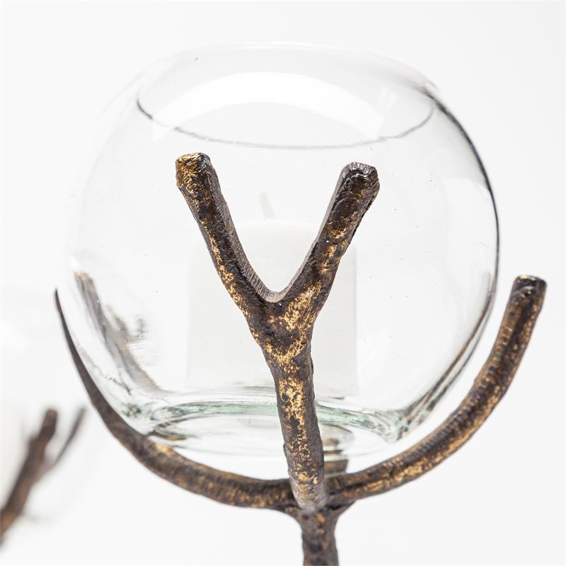 Pemberly Row Distressed Gold Metal Creeper Five Candle Table Candle Holder