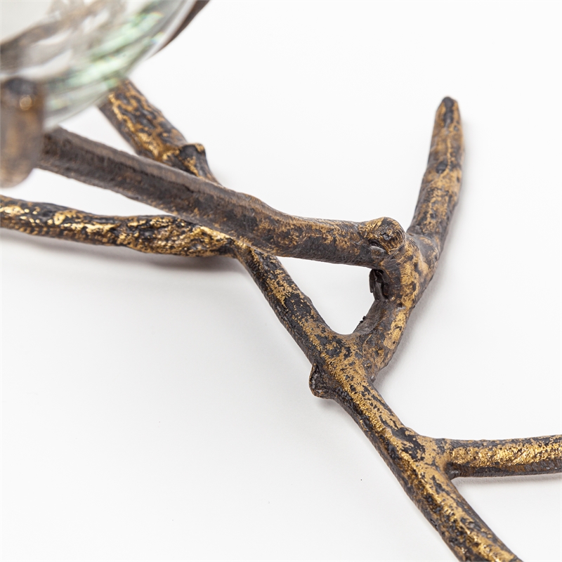 Pemberly Row Distressed Gold Metal Creeper Five Candle Table Candle Holder