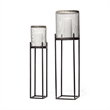 Pemberly Row Steen Set of Two Black Meshed Metal Candle Holder Lanterns