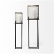 Pemberly Row Steen Set of Two Black Meshed Metal Candle Holder Lanterns