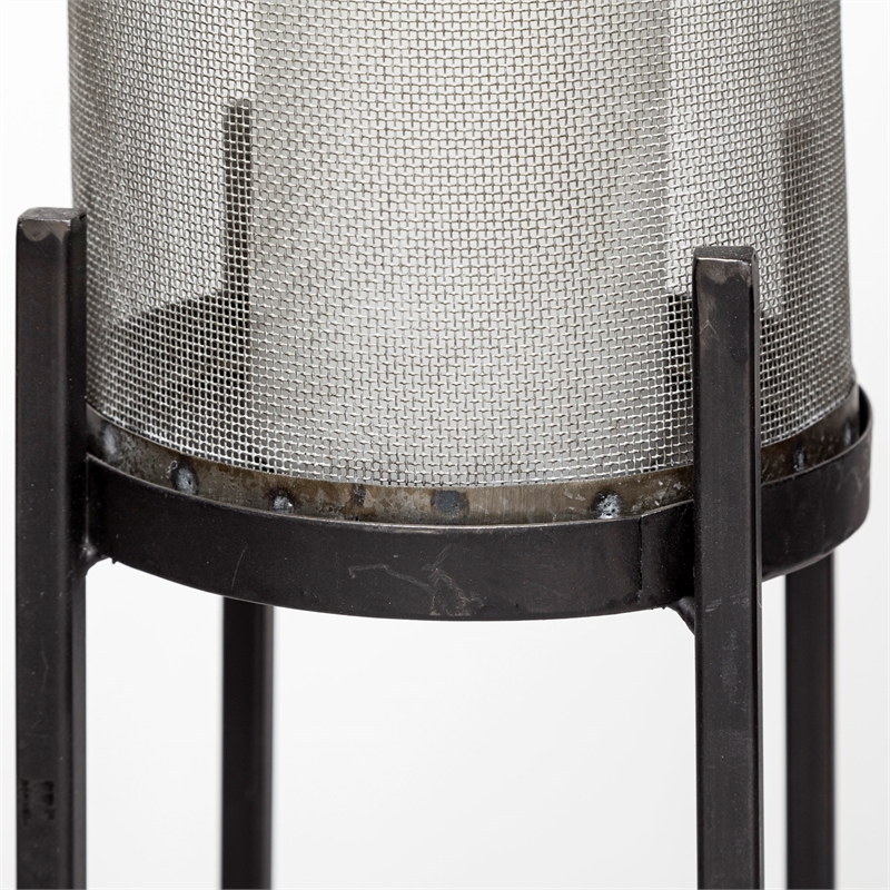 Pemberly Row Steen Set of Two Black Meshed Metal Candle Holder Lanterns