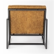 Pemberly Row Brown Leather Seat with Gray Metal Frame Accent Chair