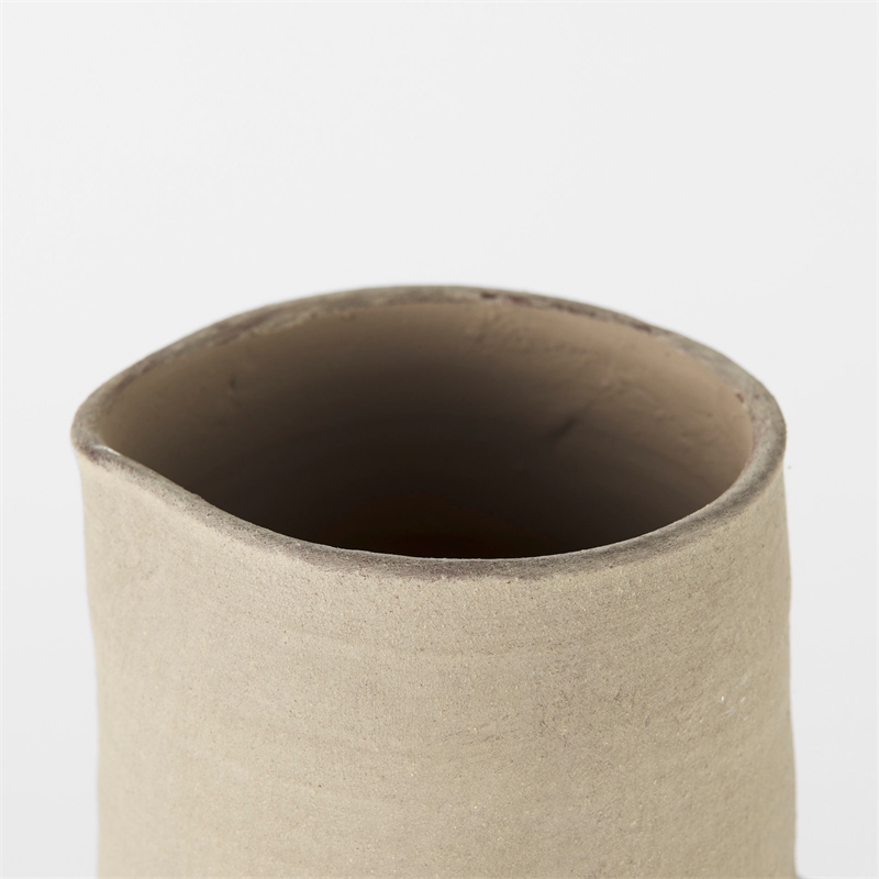 Pemberly Row Farmhouse Medium Two-Toned White/Natural Ceramic Jug