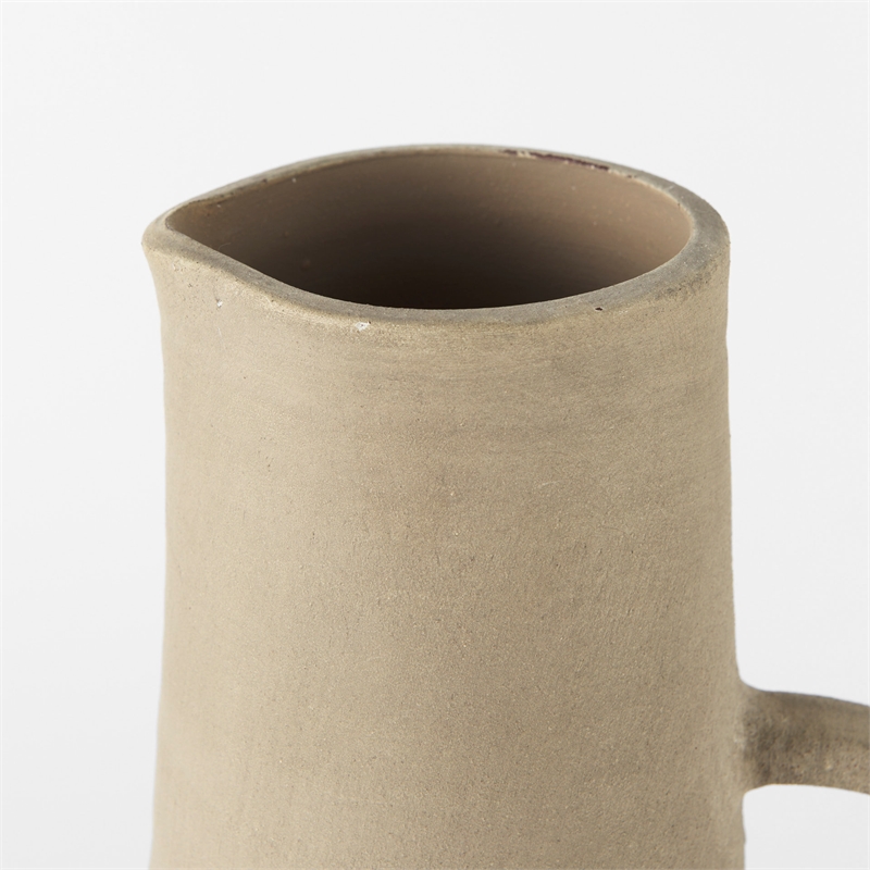 Pemberly Row Farmhouse Large Two-Toned White/Natural Ceramic Jug