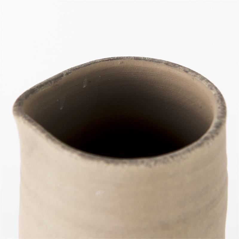 Pemberly Row Mid-Century Large Two-Toned Black/Natural Ceramic Jug