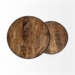 Pemberly Row 20x26 Set of Two Round Top Brown Wooden Nesting Accent Tables
