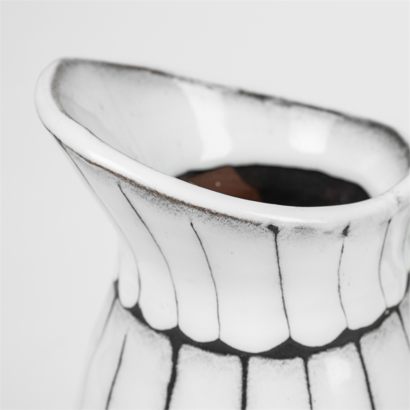 Pemberly Row Large White/Black Patterned Ceramic Water Pitcher