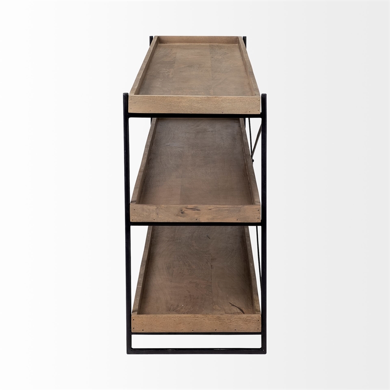 Pemberly Row 80Lx16Wx30H Brown Wood and Black Iron Console Table (Set of 2)