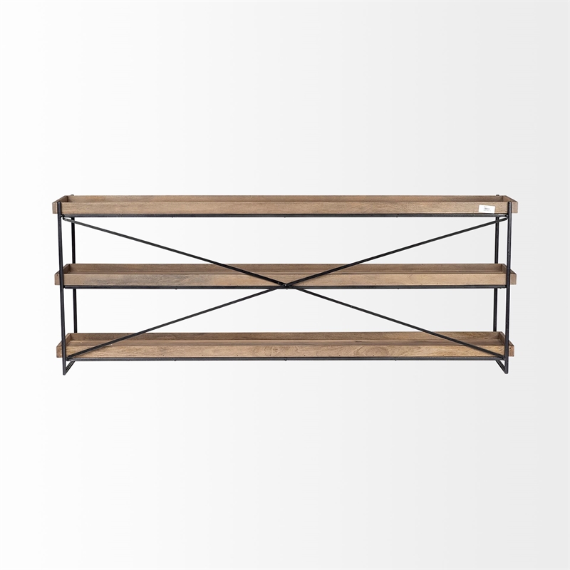 Pemberly Row 80Lx16Wx30H Brown Wood and Black Iron Console Table (Set of 2)
