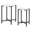 Pemberly Row 15x24 Set of Two Square Top White Marble & Black Iron Tables