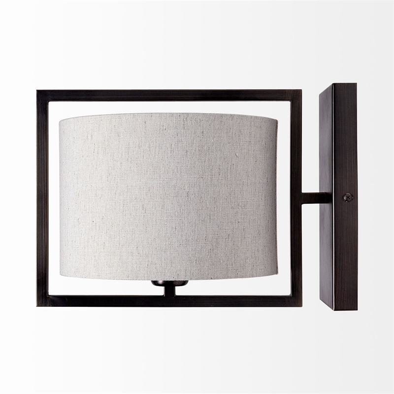 Pemberly Row 9x13 Black Toned Metal Cream Lampshade Wall Sconce