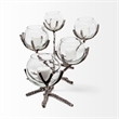 Pemberly Row Distressed Silver Metal Creeper Five Candle Table Candle Holder