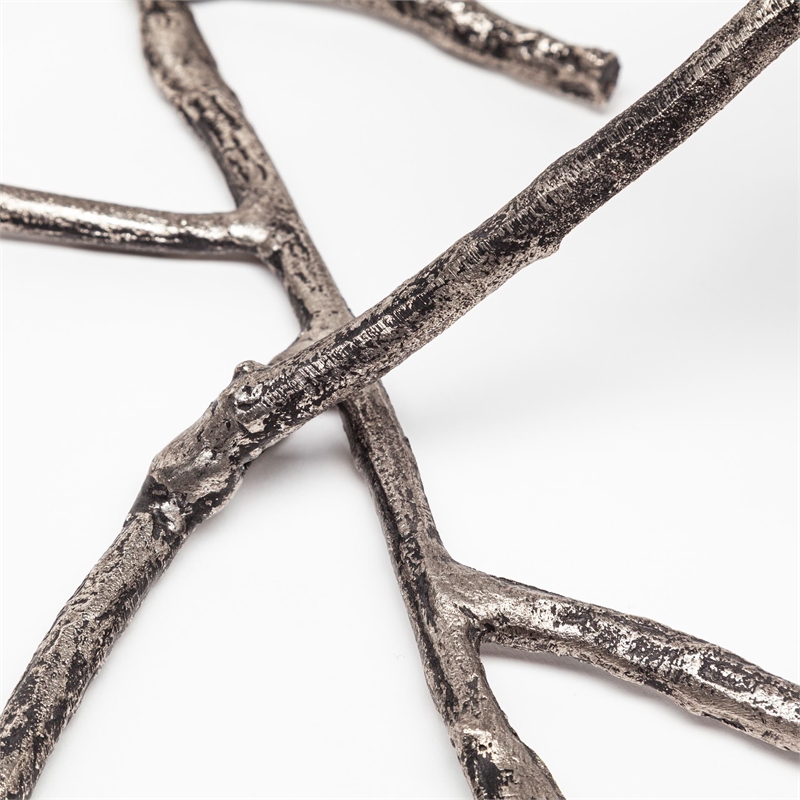 Pemberly Row Distressed Silver Metal Creeper Five Candle Table Candle Holder