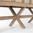 Pemberly Row 50Lx16W Brown Base Upholstered Beige/Black Stripe Seat Accent Bench