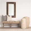 Pemberly Row 50Lx16W Brown Base Upholstered Beige/Black Stripe Seat Accent Bench