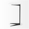 Pemberly Row 15x27 Round Top White Marble & Black Iron Base Table
