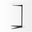 Pemberly Row 15x27 Round Top White Marble & Black Iron Base Table