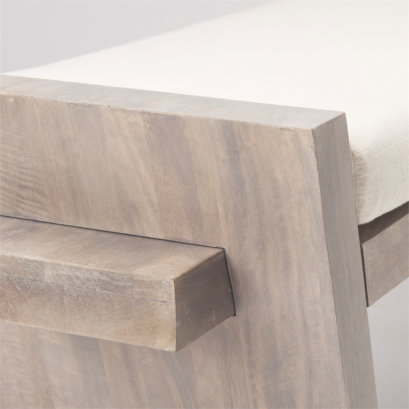Pemberly Row Fabric Upholstered Seat Entryway Bench in Cream/Brown