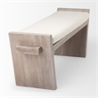 Pemberly Row Fabric Upholstered Seat Entryway Bench in Cream/Brown