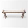 Pemberly Row Fabric Upholstered Seat Entryway Bench in Cream/Brown
