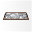 Pemberly Row Contemporary Brown Wood Metal and Glass Serving Tray