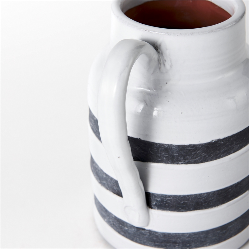 Pemberly Row Modern Farmhouse Large White/Charcoal Ceramic Jug