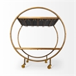 Pemberly Row Contemporary Metal Frame 2-Tier Bar Cart in Gold